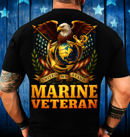 Marine Veteran T-shirt – United We Stand, a special tribute gift for Dad and Grandpa who proudly served in the Marine Corps
