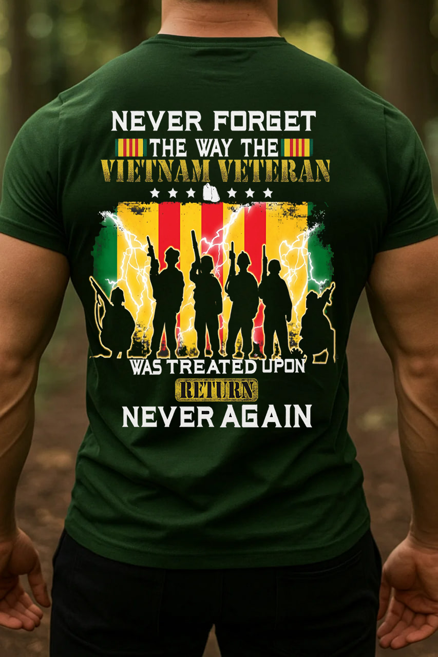 "Never Forget, Never Again" Vietnam Veteran Shirt,  Vietnam Veteran Soldier Design, Gift for Veterans Day