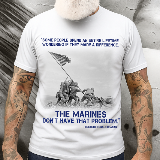"Some People Spend A Lifetime" – USMC Marines with Iwo Jima Flag Raising T-Shirt, Ronald Reagan Quote Veteran Tee