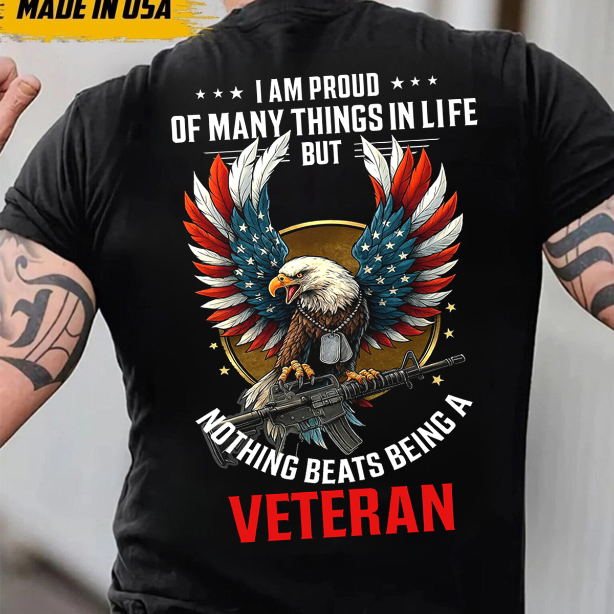 Nothing Beats Being a Veteran T-Shirt, Patriotic Eagle Design, Perfect Gift for Veterans Day