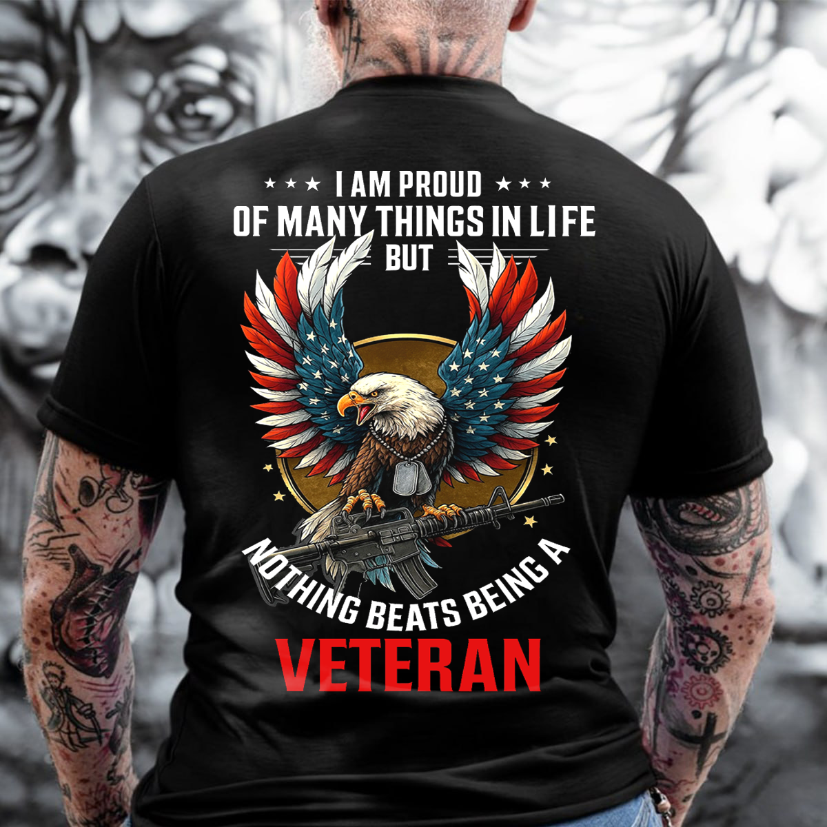 Nothing Beats Being a Veteran T-Shirt, Patriotic Eagle Design, Perfect Gift for Veterans Day