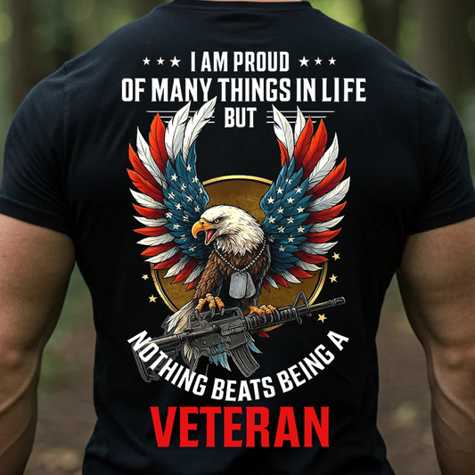 Nothing Beats Being a Veteran T-Shirt, Patriotic Eagle Design, Perfect Gift for Veterans Day