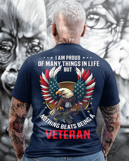 Nothing Beats Being a Veteran T-Shirt, Patriotic Eagle Design, Perfect Gift for Veterans Day