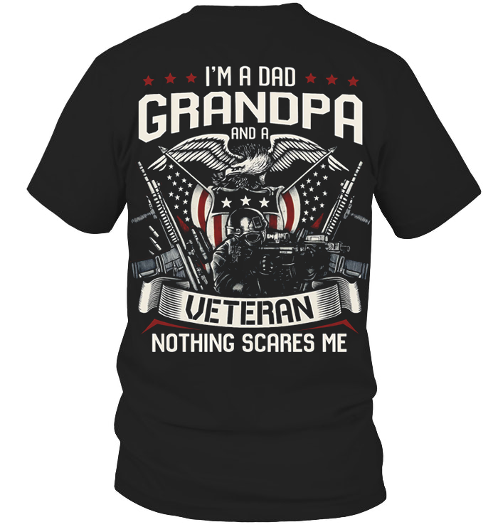 Proud Dad, Grandpa, and Veteran, Patriotic American Design, Military Veteran T-shirt