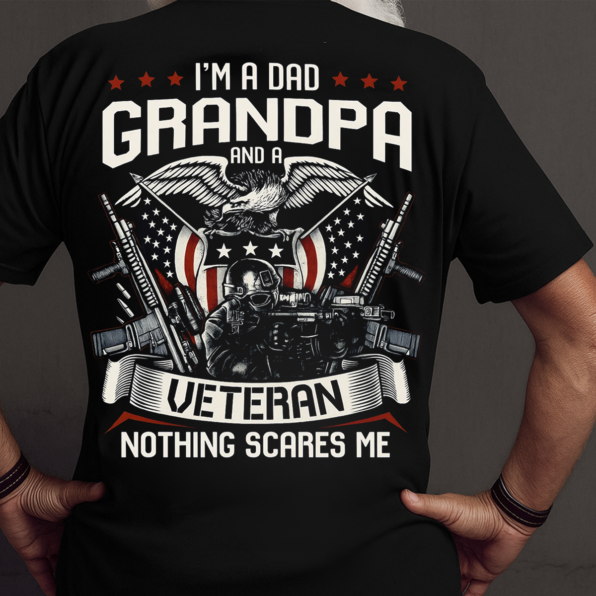 Proud Dad, Grandpa, and Veteran, Patriotic American Design, Military Veteran T-shirt