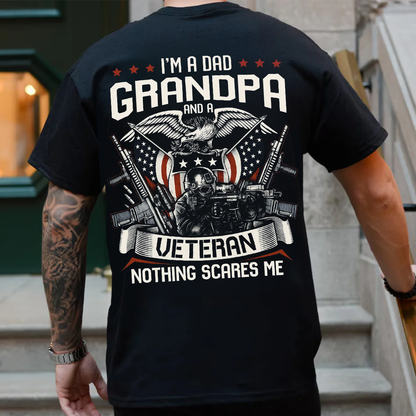 Proud Dad, Grandpa, and Veteran, Patriotic American Design, Military Veteran T-shirt