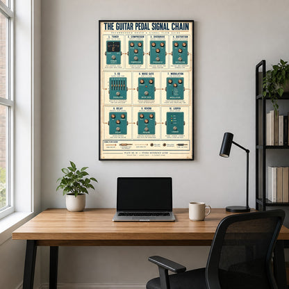 Guitar Pedal Signal Chain Reference Chart Poster