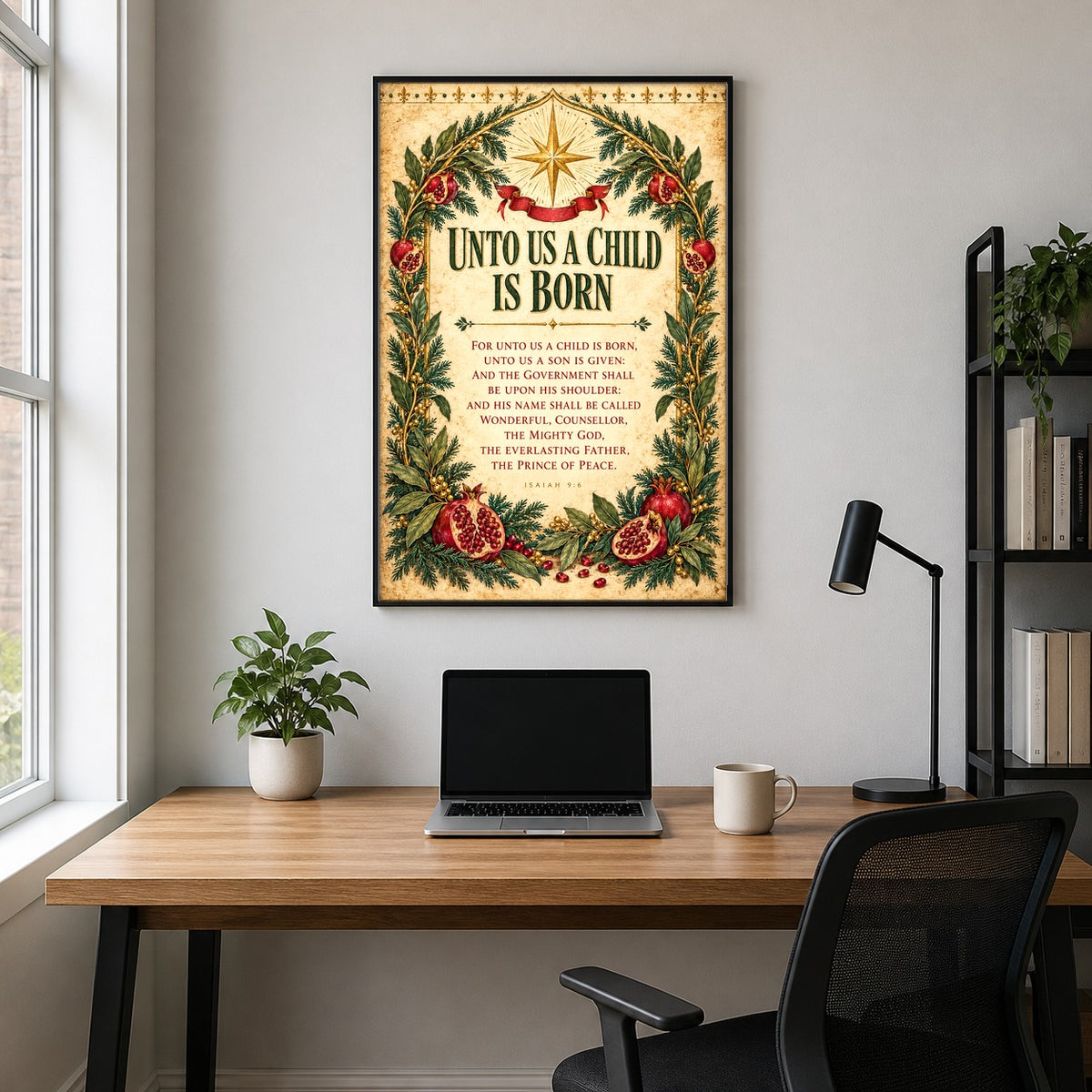 Unto Us a Child Is Born Isaiah 9:6 Christmas Scripture Art Poster