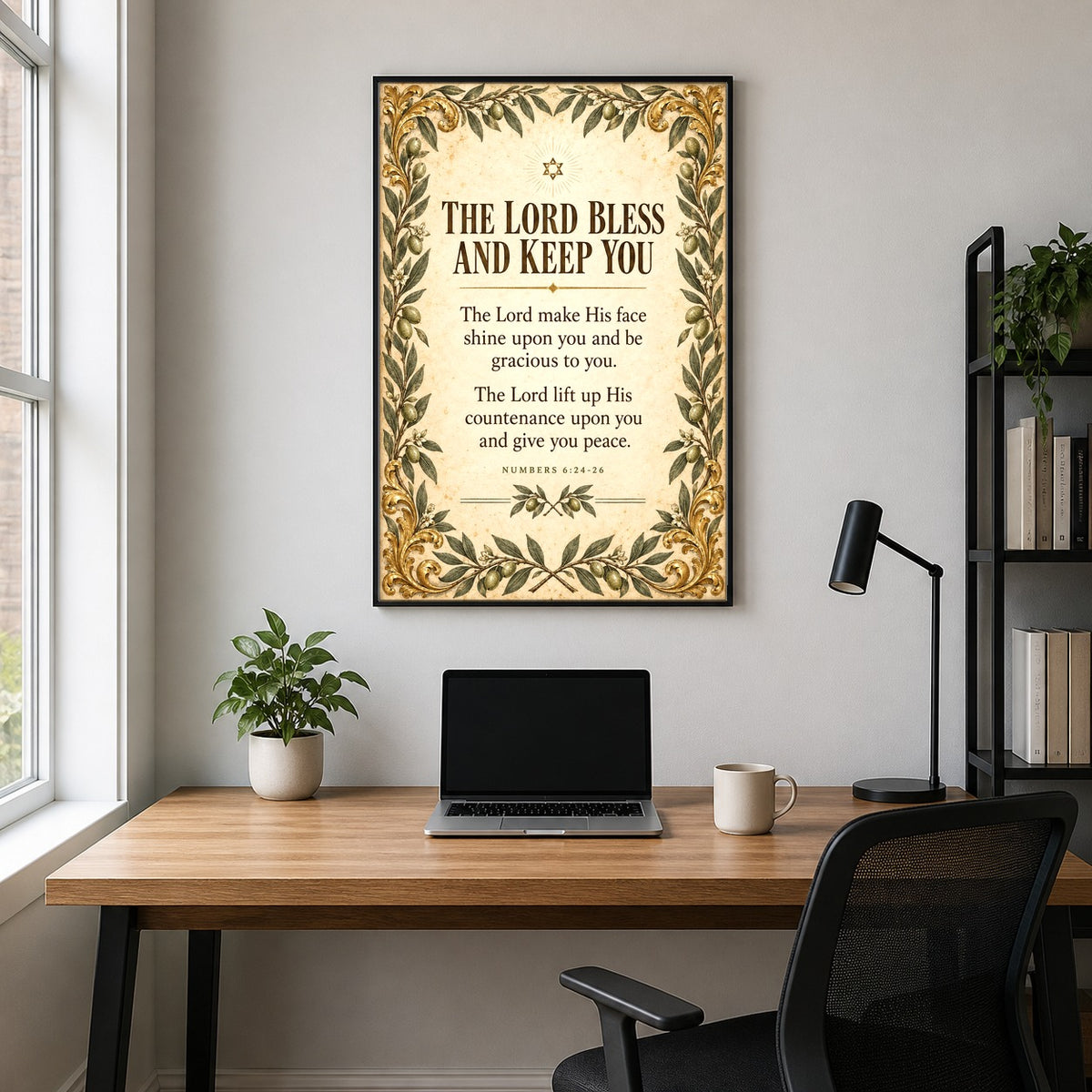 Botanical Priestly Blessing Art Poster, Numbers Scripture Print