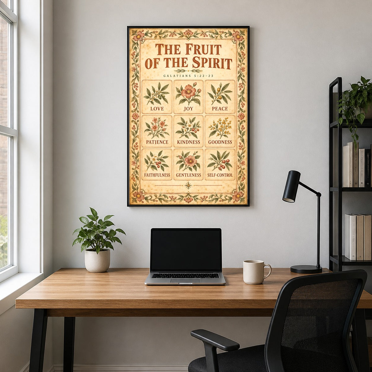 Fruit of the Spirit Botanical Scripture Poster, Christian Decor