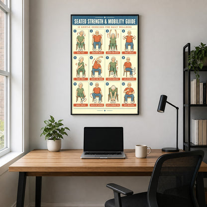 Seated Strength and Mobility Guide Poster for Daily Senior Movement