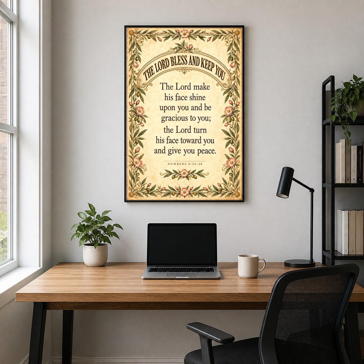 Aaronic Blessing Scripture Poster, Minimalist Christian Art Print