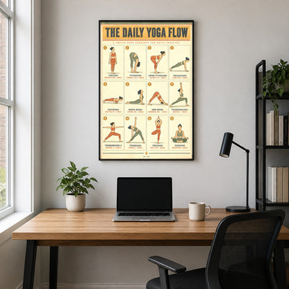 The Daily Yoga Flow Sequences Chart Poster, Home Studio Decor