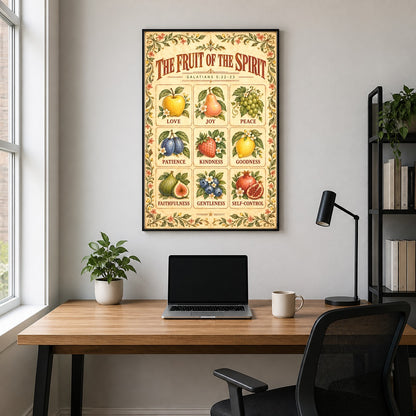 Fruit of the Spirit Kids Poster, Bible Scripture Wall Art