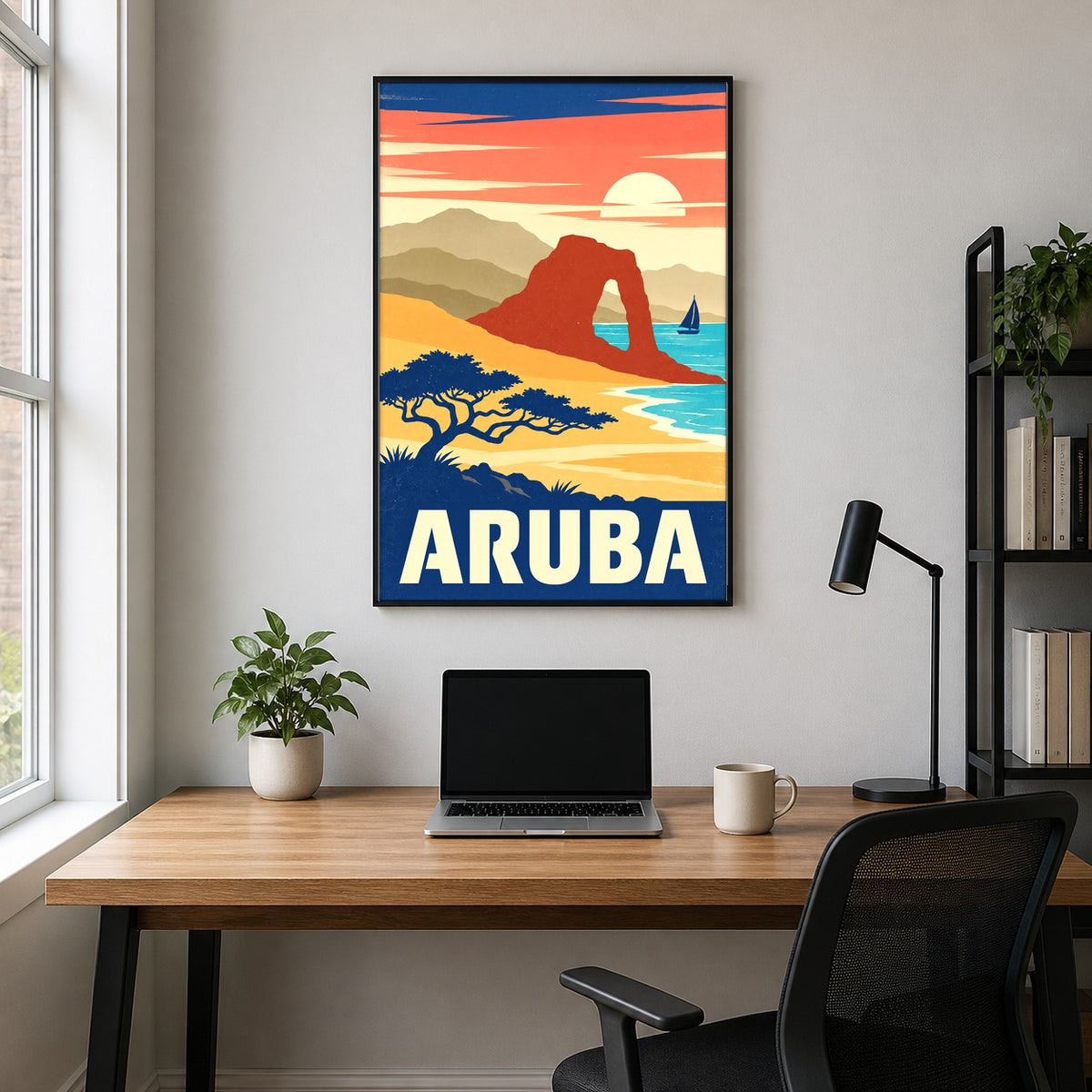 Aruba Vintage Travel Poster Retro Island Beach Wall Art