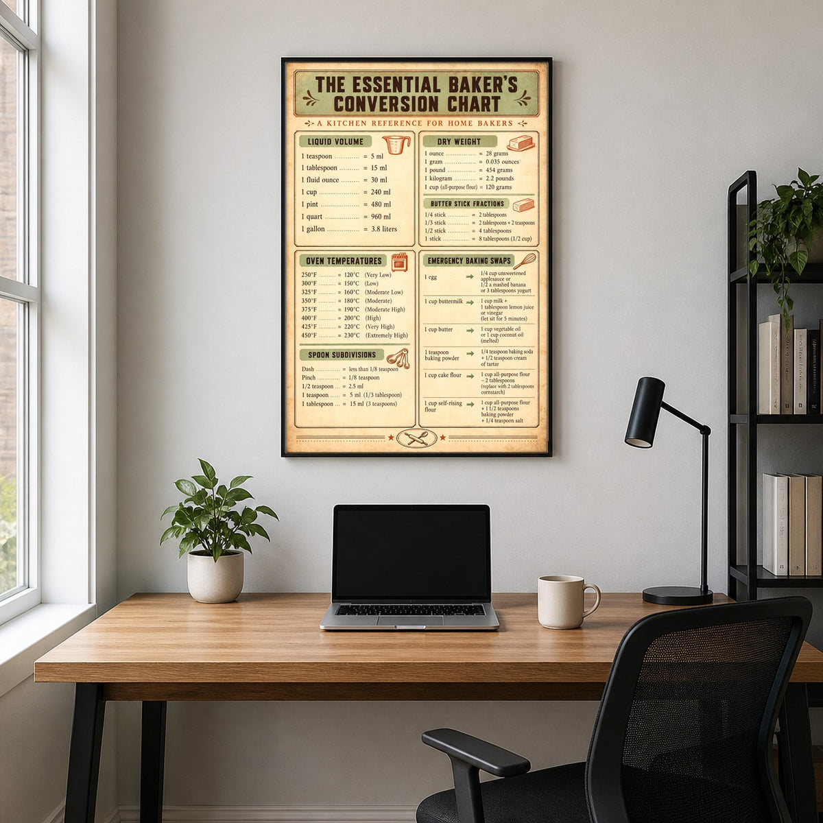 Bakers Kitchen Reference Guide Chart Poster