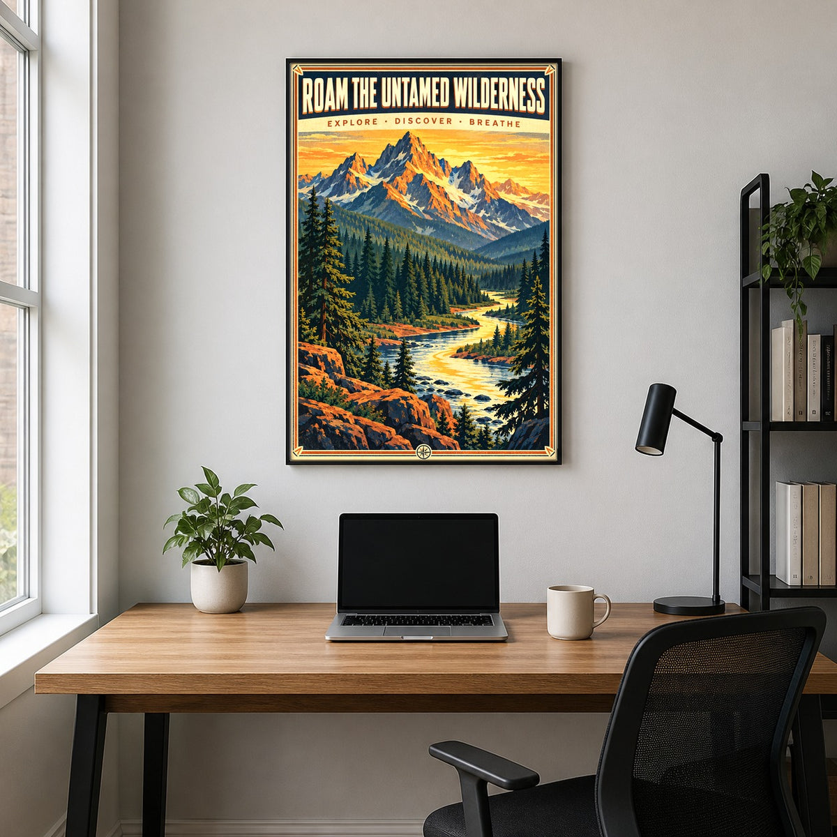 Untamed Wilderness Vintage Travel Poster, Rustic Nature Wall Art