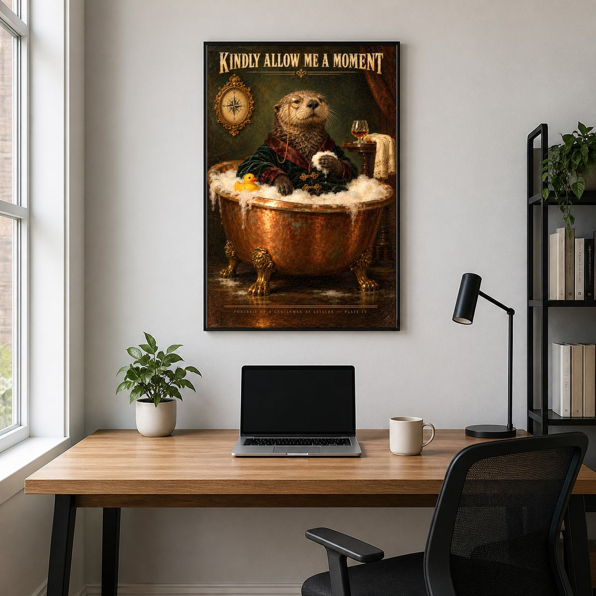 Victorian Bath Otter Funny Oil Painting Bathroom Art Poster