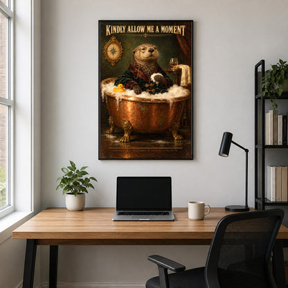 Victorian Bath Otter Funny Oil Painting Bathroom Art Poster