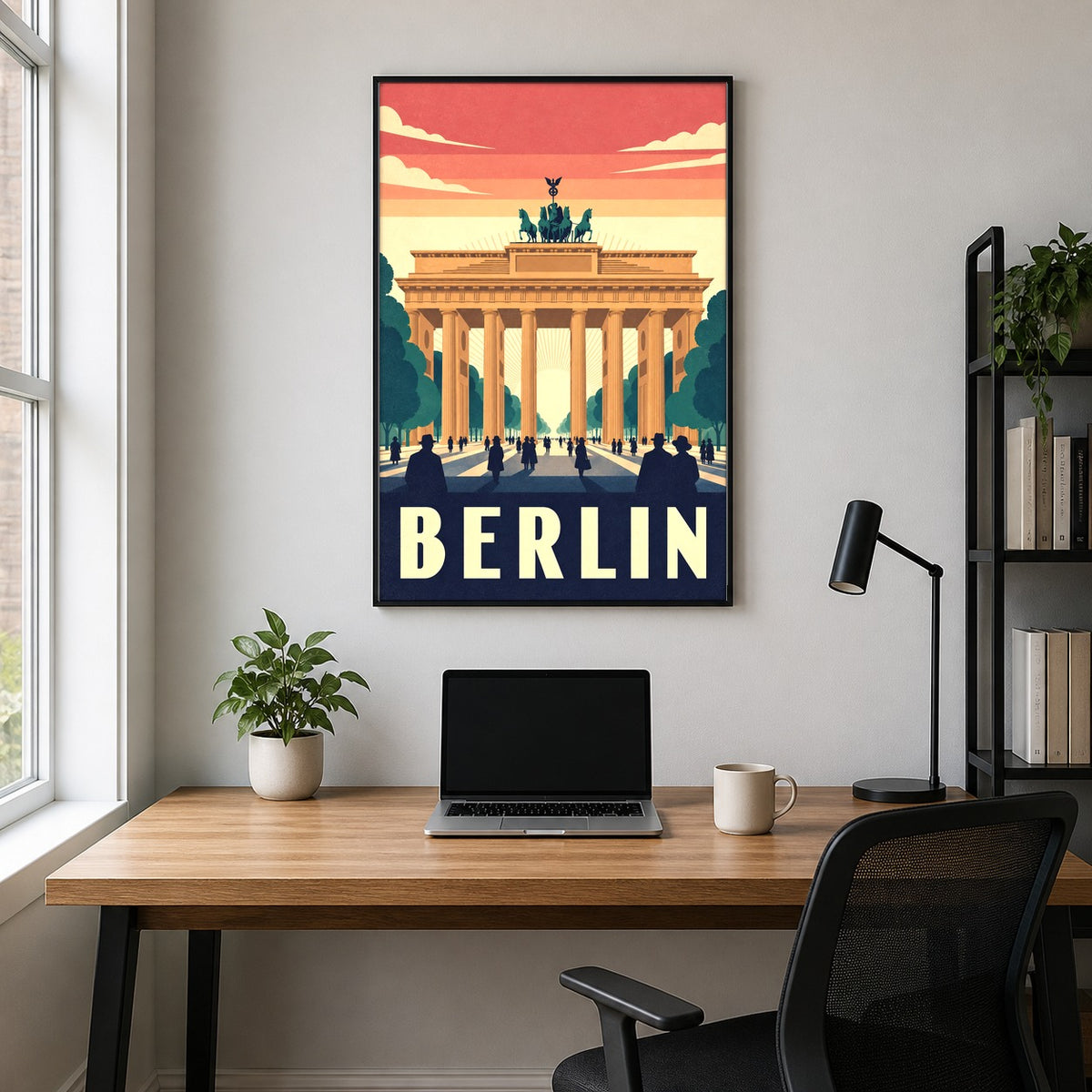 Berlin Germany Brandenburg Gate Vintage Travel Wall Art Poster