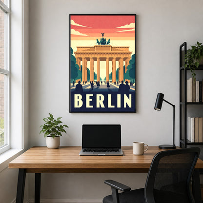 Berlin Germany Brandenburg Gate Vintage Travel Wall Art Poster