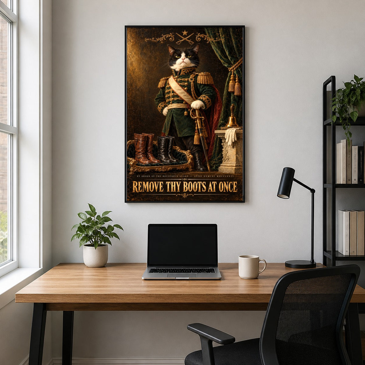 Regal Cat Military Sentry Remove Boots Wall Art Poster