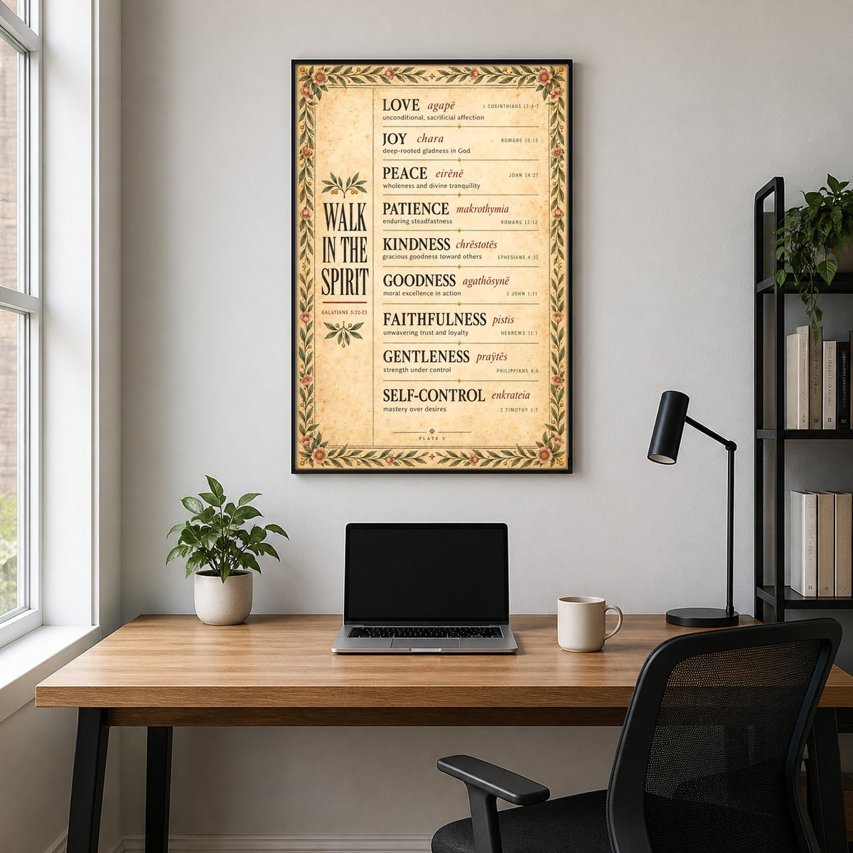 Walk in the Spirit Poster, Fruit of the Spirit Christian Scripture Decor