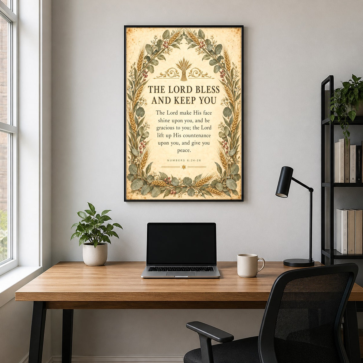 Botanical Priestly Blessing Poster, Numbers 6 Scripture Wall Art