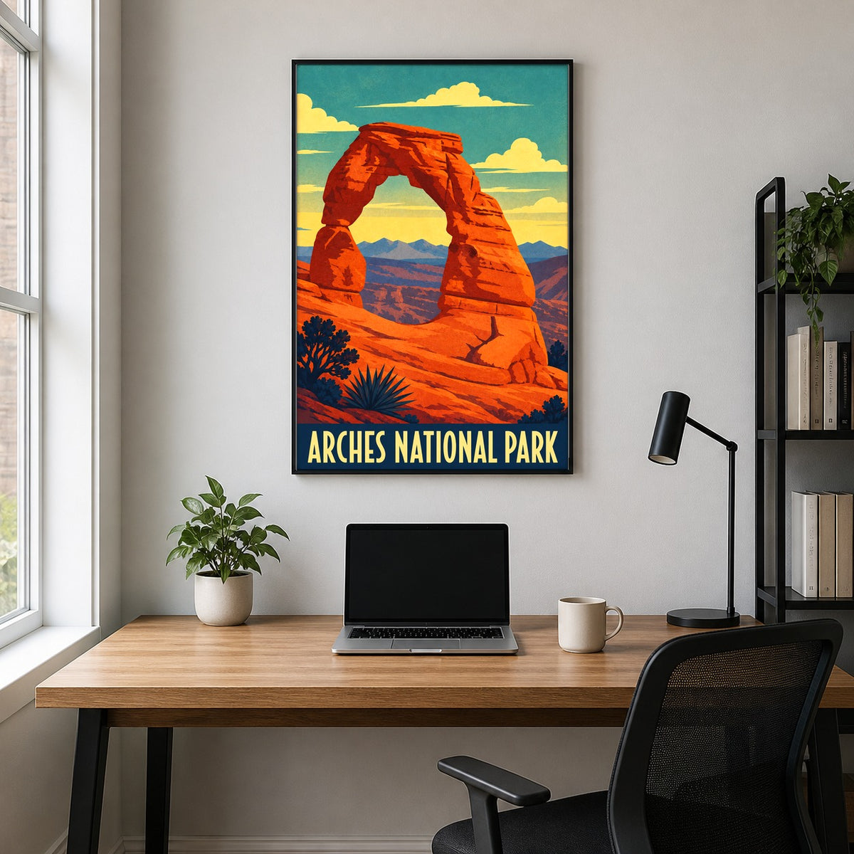 Arches National Park Poster, Vintage Desert Travel Wall Art