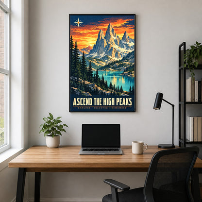 Alpine Crest Vintage Travel Poster, Retro National Park Wall Art
