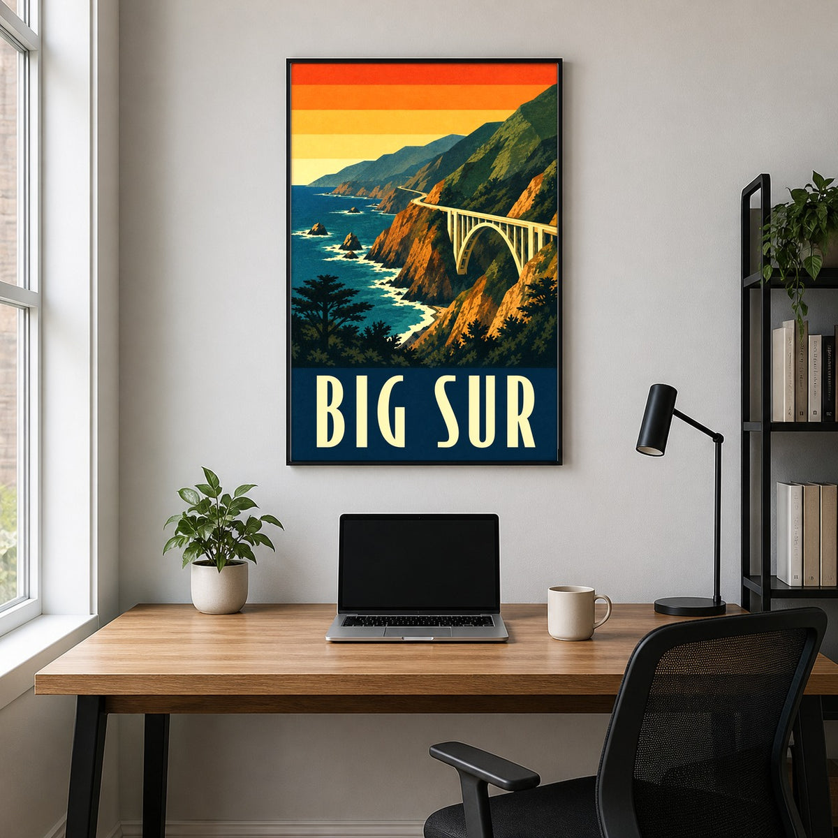 Big Sur California Vintage Travel Poster, Coastal Wall Art