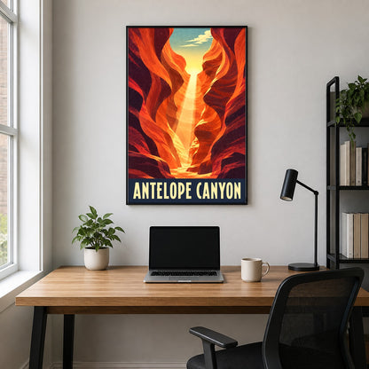Antelope Canyon Vintage Travel Poster, Southwest Wall Art