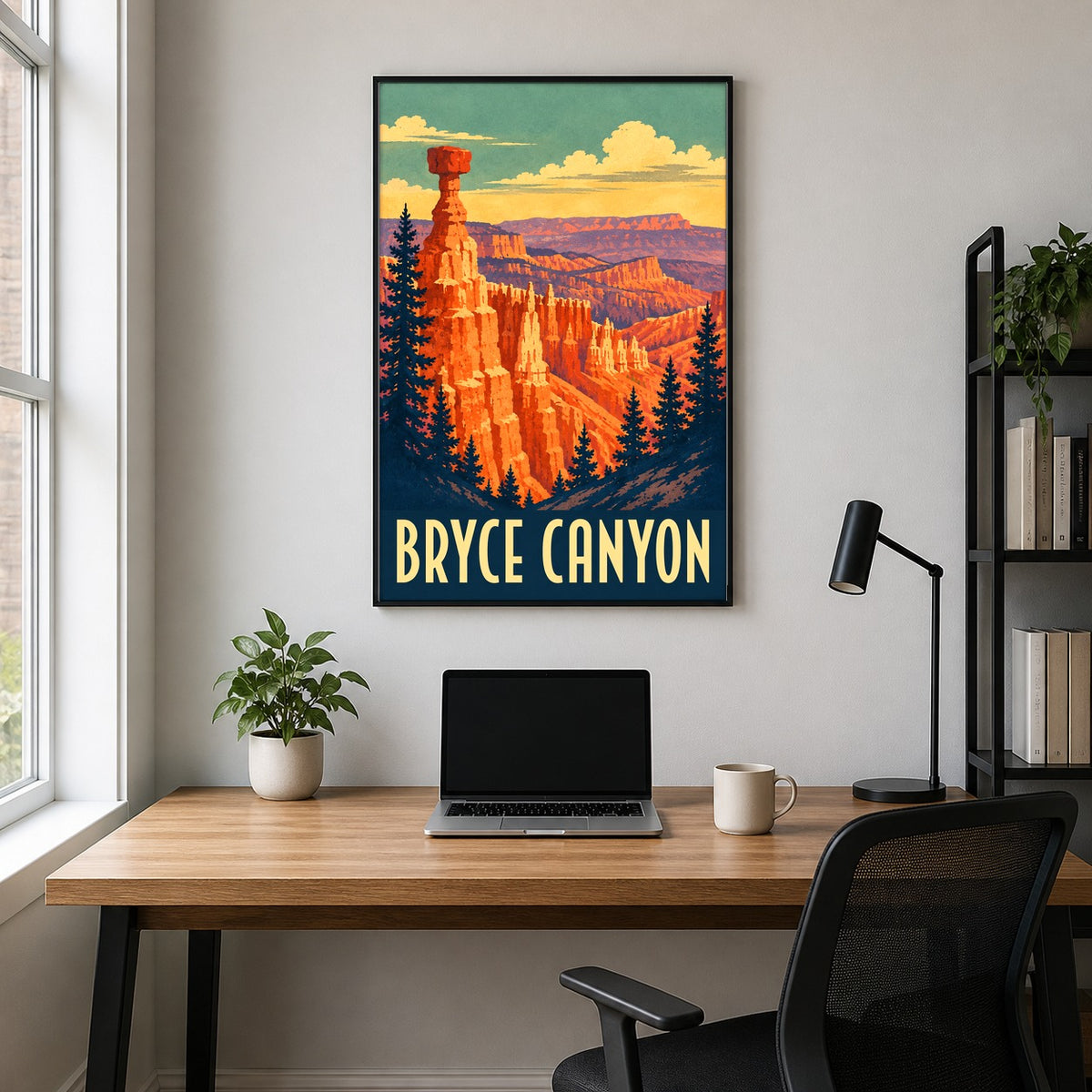 Bryce Canyon Vintage Travel Poster, Retro Wall Art Print