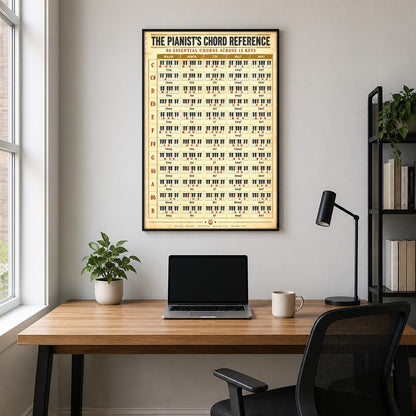 Piano Chord Reference Chart Poster, Music Theory Wall Art