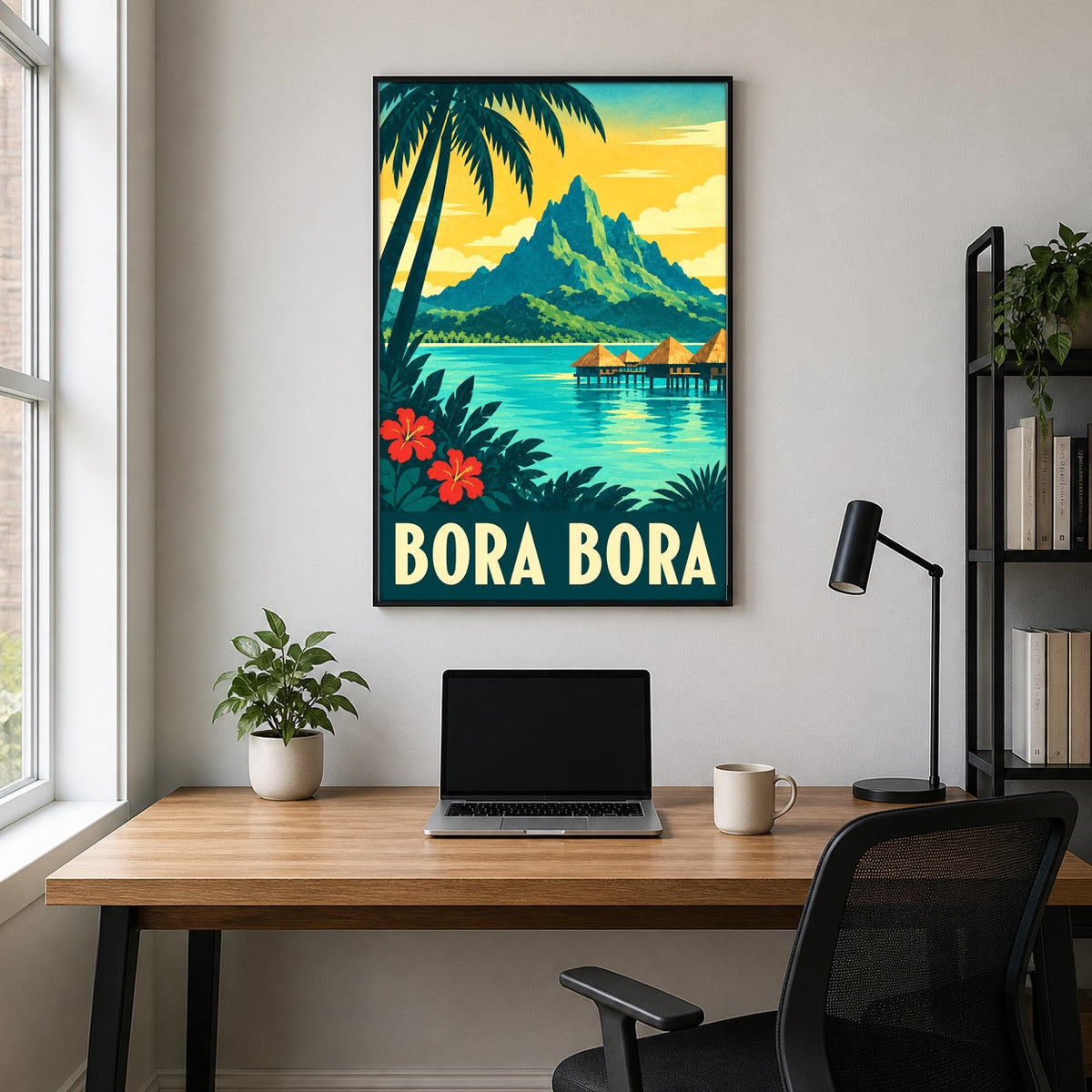 Bora Bora Travel Poster, Vintage Tropical Wall Art