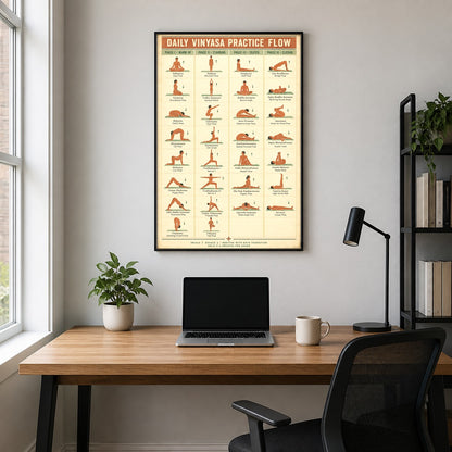 Daily Vinyasa Practice Flow Poster, Yoga Sequence Chart