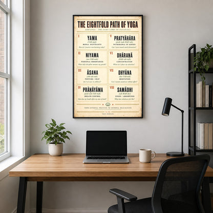 Eightfold Path of Yoga Philosophy Reference Chart Art Poster