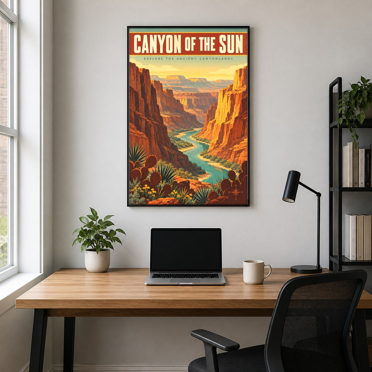 Canyon of the Sun Desert Sunrise Vintage Travel Art Poster