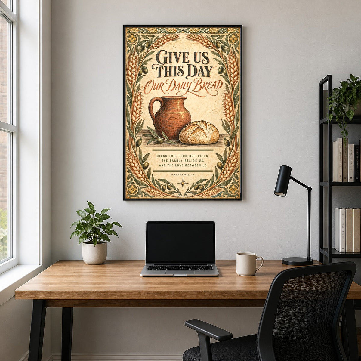 Give Us This Day Bible Scripture Poster, Daily Bread Kitchen Wall Art