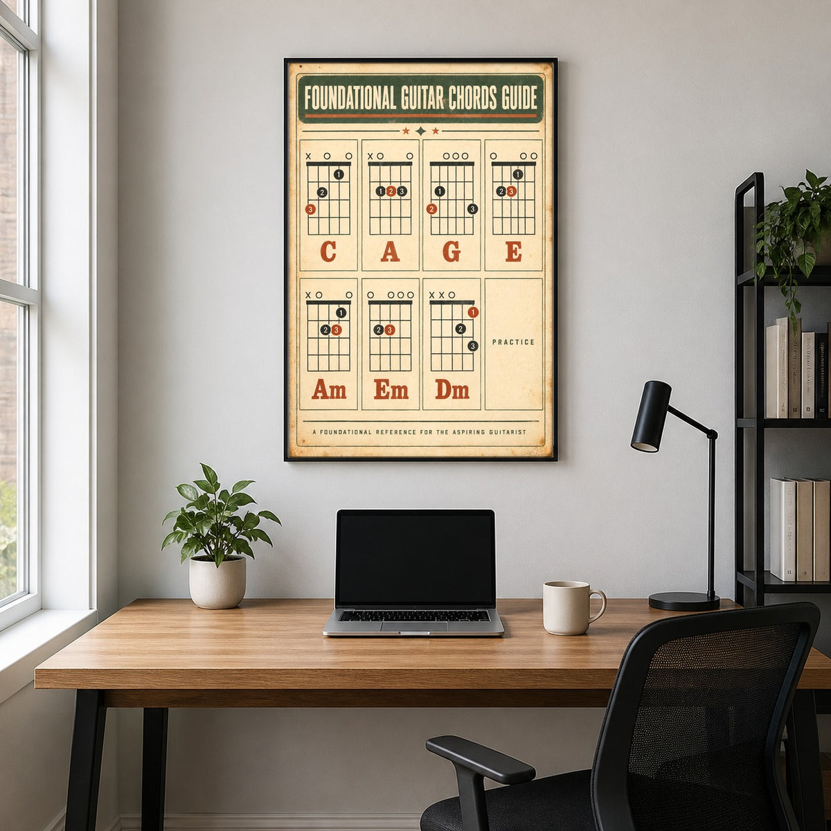 Foundational Guitar Chords Reference Chart Unframed Wall Art Poster