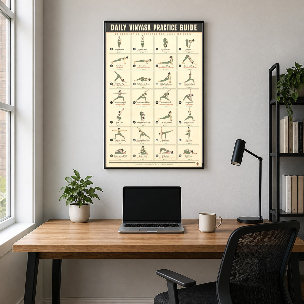 Daily Vinyasa Yoga Practice Guide Flow Instructional Poster