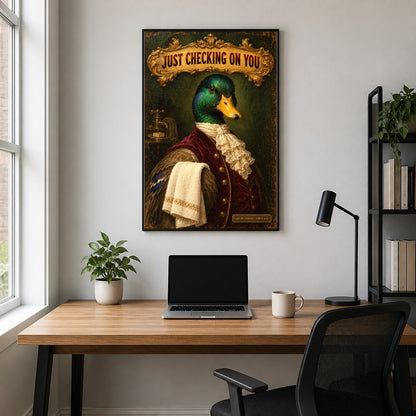 Aristocratic Duck Bathroom Attendant Funny Wall Art Poster