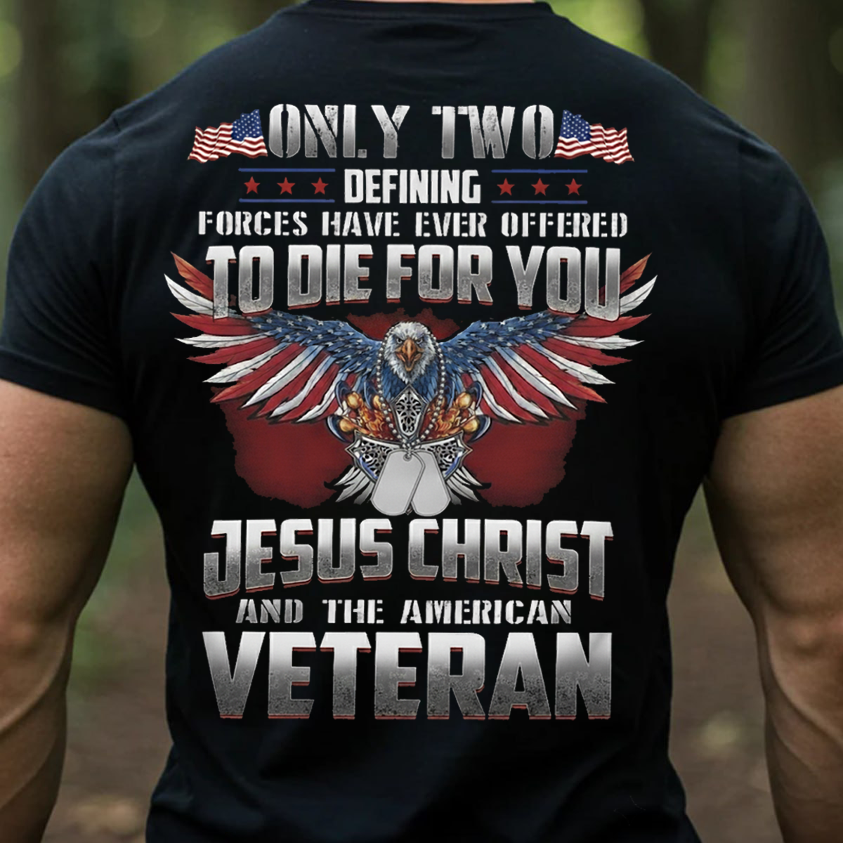 Veteran Christian Shirt – Only Two Forces Jesus Christ American Veteran, Gift for Veterans Day