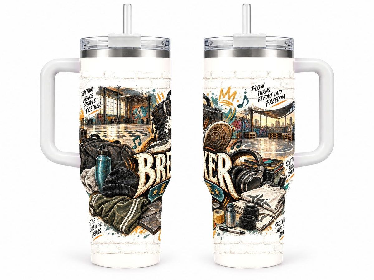 Breaking Dance Gear Collage 40 oz Tumbler with Handle and Straw