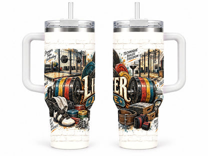 Weightlifting Gear Collage 40 oz Tumbler with Handle and Straw