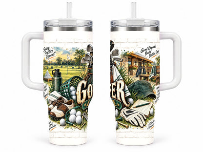 Golf Gear Collage 40 oz Tumbler with Handle and Straw