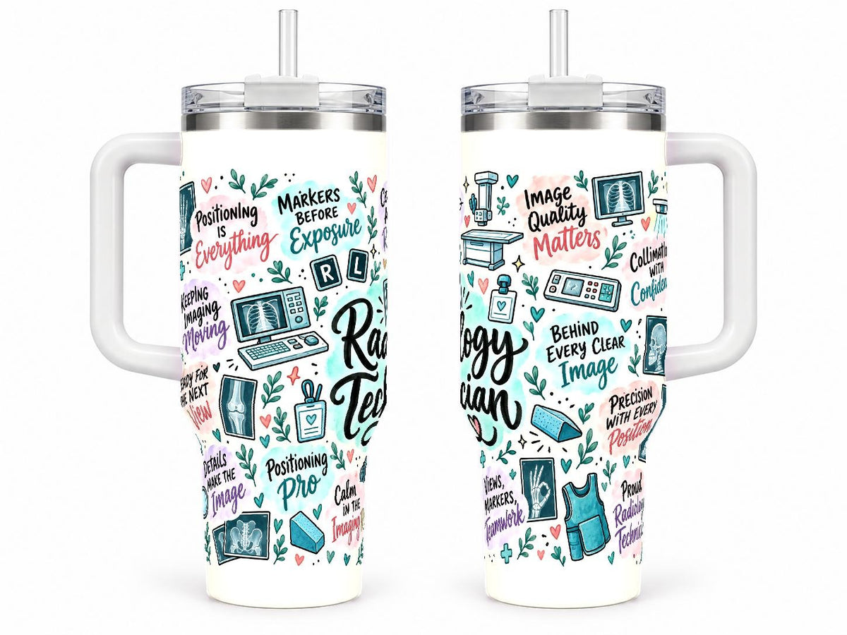Radiology Technician 40 oz Tumbler with Handle and Straw, Pastel