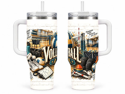Volleyball Gear Collage 40 oz Tumbler with Handle and Straw