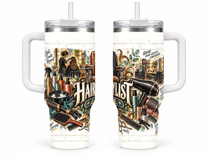 Hairstylist Salon Tools Collage 40 oz Tumbler with Handle
