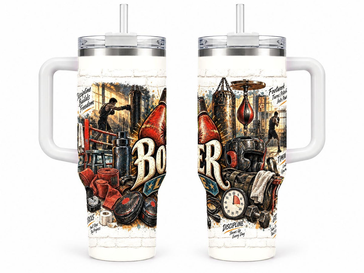 Boxing Training Gear 40 oz Tumbler with Handle and Straw